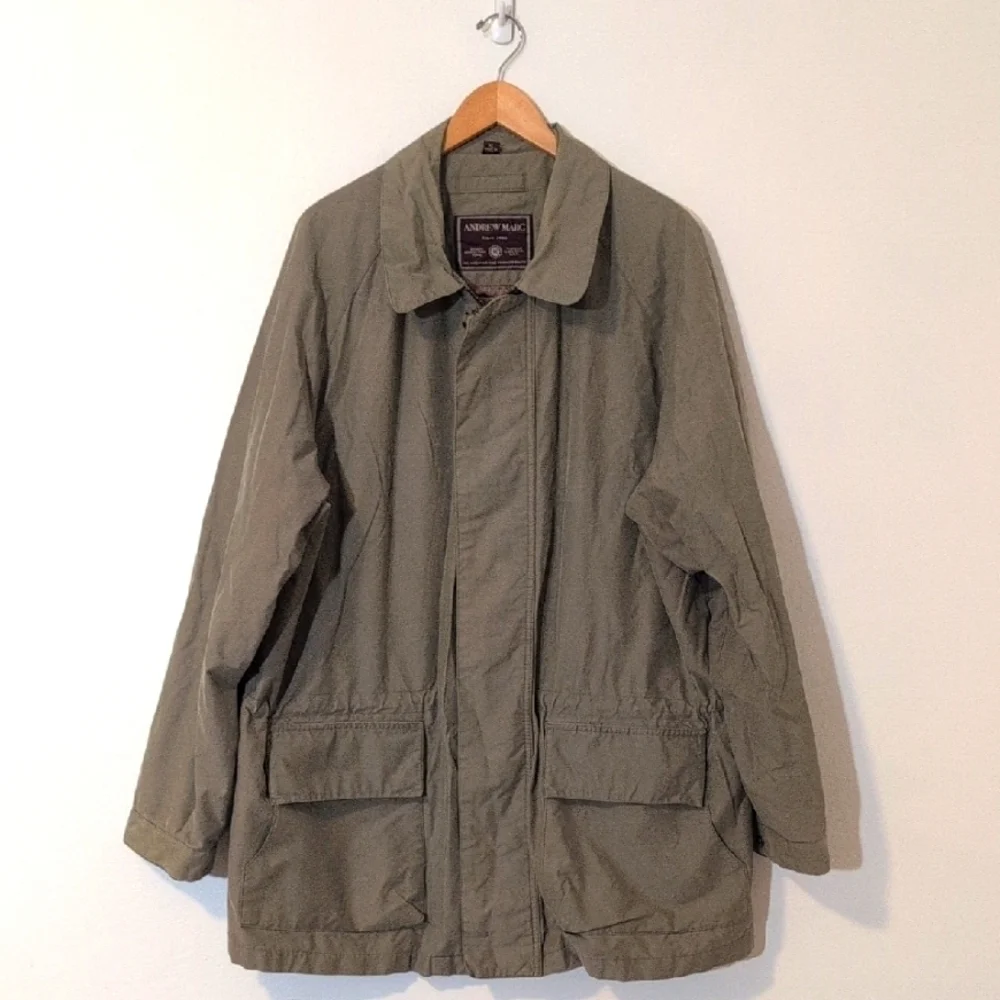 Andrew Marc Men's Olive Green Utility Trench Cotton Jacket Sz XL